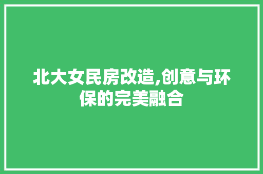 北大女民房改造,创意与环保的完美融合