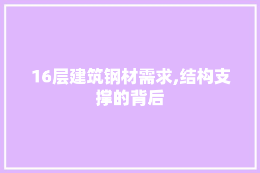 16层建筑钢材需求,结构支撑的背后