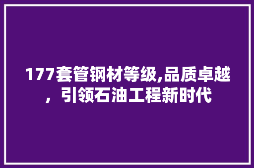 177套管钢材等级,品质卓越，引领石油工程新时代