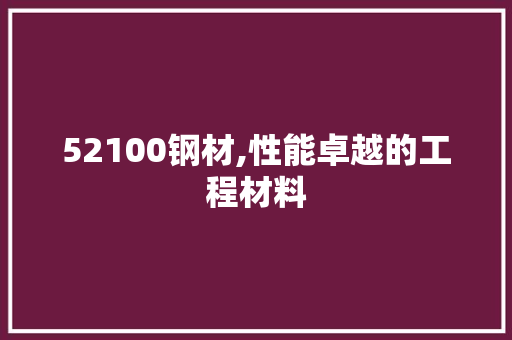 52100钢材,性能卓越的工程材料
