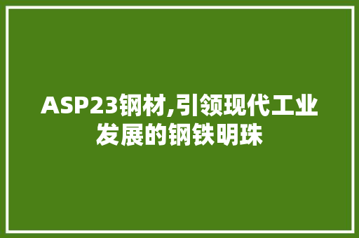 ASP23钢材,引领现代工业发展的钢铁明珠