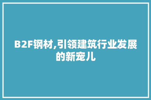 B2F钢材,引领建筑行业发展的新宠儿
