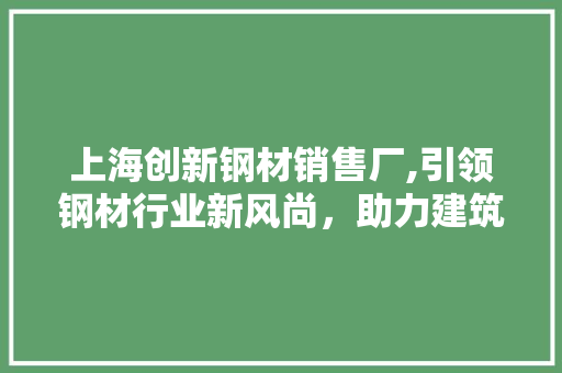 上海创新钢材销售厂,引领钢材行业新风尚，助力建筑产业蓬勃发展