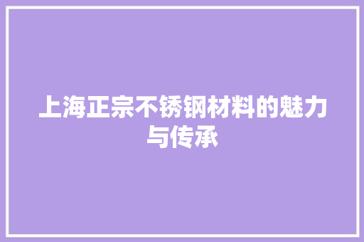 上海正宗不锈钢材料的魅力与传承