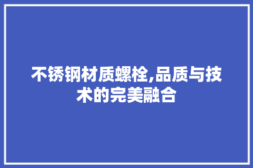 不锈钢材质螺栓,品质与技术的完美融合