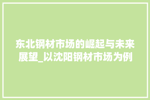 东北钢材市场的崛起与未来展望_以沈阳钢材市场为例