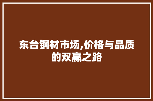 东台钢材市场,价格与品质的双赢之路