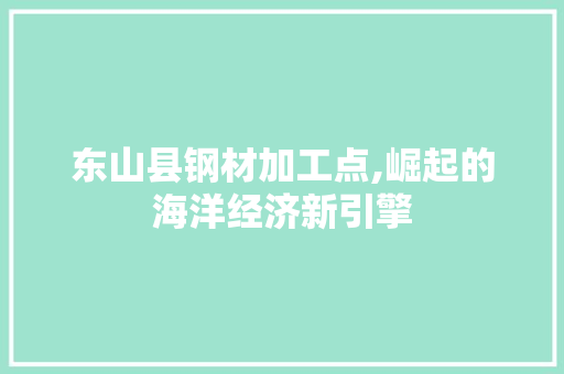 东山县钢材加工点,崛起的海洋经济新引擎