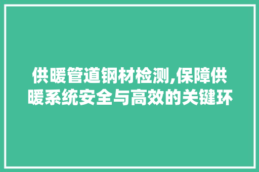 供暖管道钢材检测,保障供暖系统安全与高效的关键环节