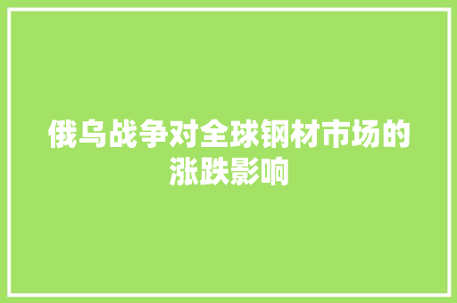 俄乌战争对全球钢材市场的涨跌影响