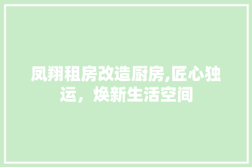 凤翔租房改造厨房,匠心独运，焕新生活空间