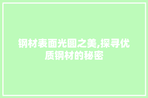 钢材表面光圆之美,探寻优质钢材的秘密
