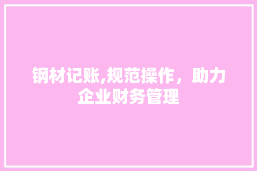 钢材记账,规范操作，助力企业财务管理