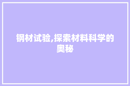 钢材试验,探索材料科学的奥秘