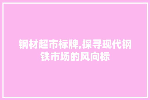 钢材超市标牌,探寻现代钢铁市场的风向标
