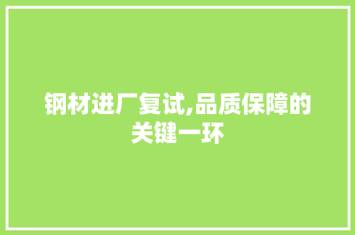 钢材进厂复试,品质保障的关键一环