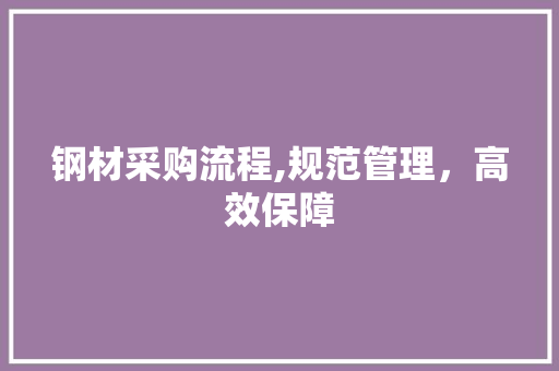 钢材采购流程,规范管理，高效保障