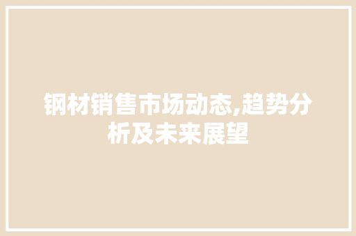 钢材销售市场动态,趋势分析及未来展望