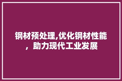钢材预处理,优化钢材性能，助力现代工业发展