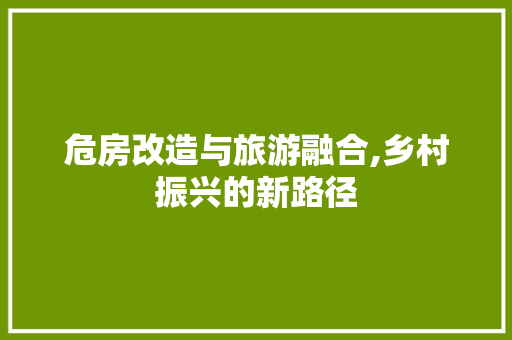 危房改造与旅游融合,乡村振兴的新路径