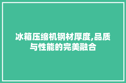 冰箱压缩机钢材厚度,品质与性能的完美融合
