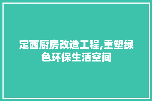定西厨房改造工程,重塑绿色环保生活空间