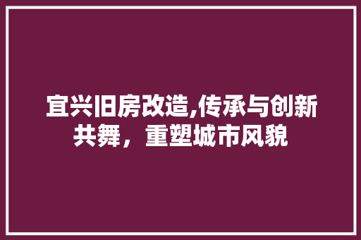 宜兴旧房改造,传承与创新共舞，重塑城市风貌