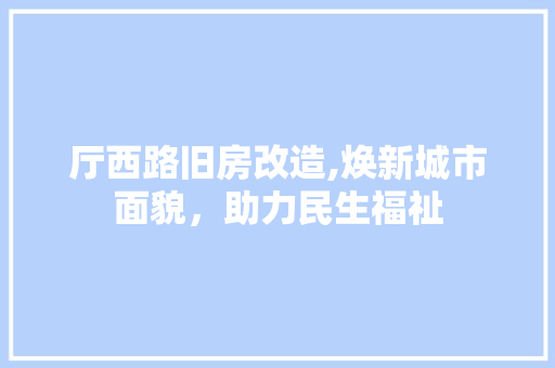 厅西路旧房改造,焕新城市面貌，助力民生福祉