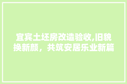 宜宾土坯房改造验收,旧貌换新颜，共筑安居乐业新篇章