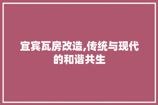 宜宾瓦房改造,传统与现代的和谐共生