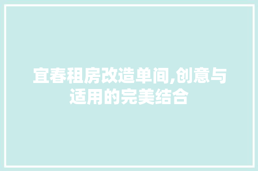 宜春租房改造单间,创意与适用的完美结合