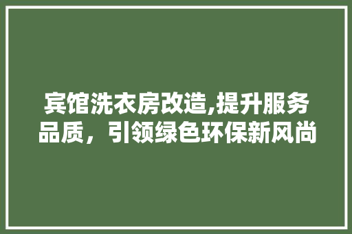 宾馆洗衣房改造,提升服务品质，引领绿色环保新风尚