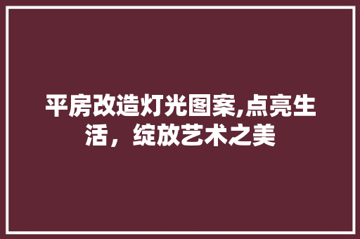 平房改造灯光图案,点亮生活，绽放艺术之美