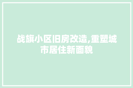 战旗小区旧房改造,重塑城市居住新面貌