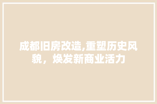 成都旧房改造,重塑历史风貌，焕发新商业活力