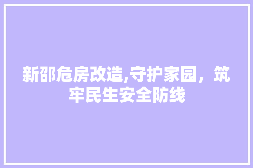 新邵危房改造,守护家园，筑牢民生安全防线