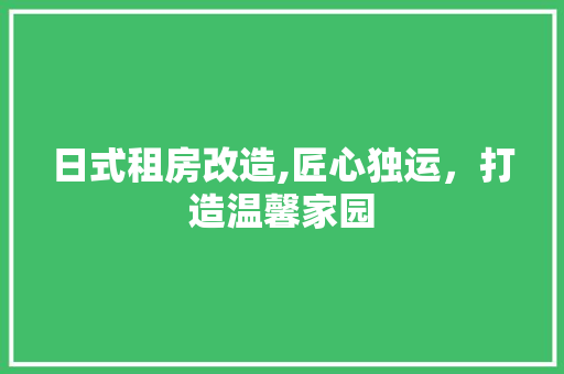 日式租房改造,匠心独运，打造温馨家园