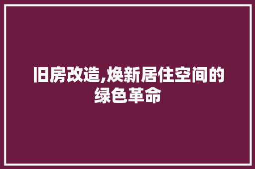 旧房改造,焕新居住空间的绿色革命