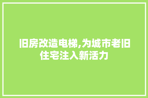 旧房改造电梯,为城市老旧住宅注入新活力