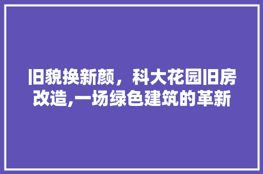 旧貌换新颜，科大花园旧房改造,一场绿色建筑的革新之旅