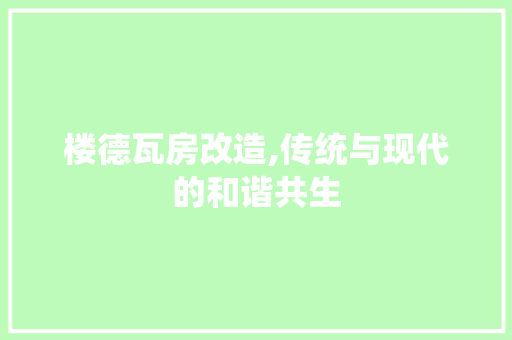 楼德瓦房改造,传统与现代的和谐共生