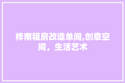 桦南租房改造单间,创意空间，生活艺术