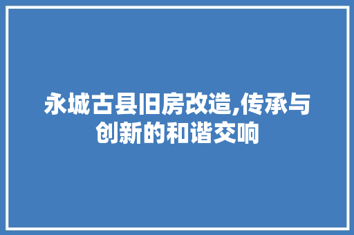 永城古县旧房改造,传承与创新的和谐交响