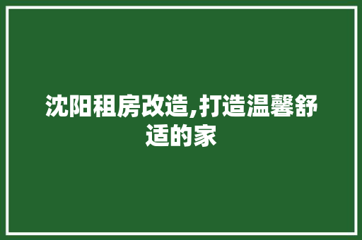 沈阳租房改造,打造温馨舒适的家