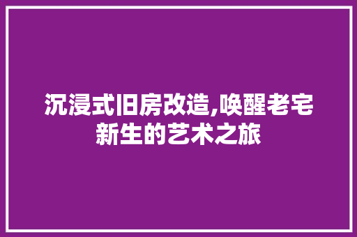 沉浸式旧房改造,唤醒老宅新生的艺术之旅