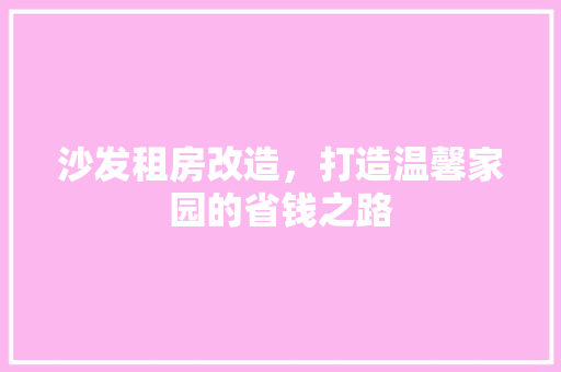 沙发租房改造，打造温馨家园的省钱之路