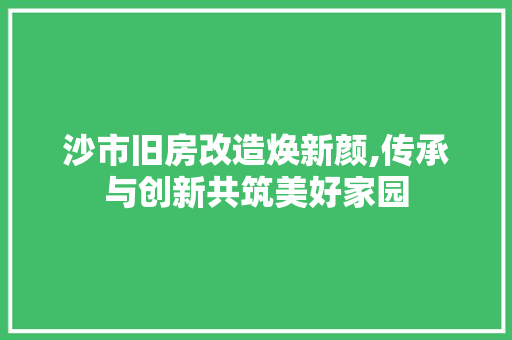 沙市旧房改造焕新颜,传承与创新共筑美好家园