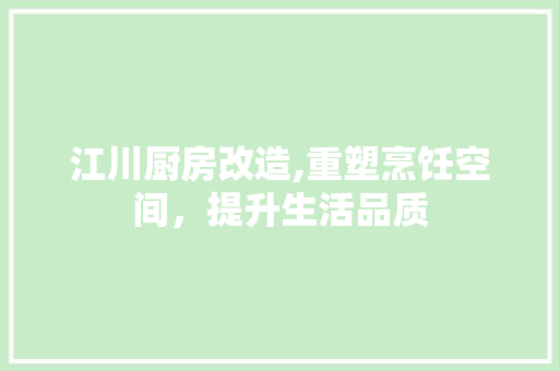 江川厨房改造,重塑烹饪空间，提升生活品质