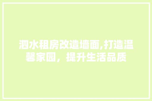 泗水租房改造墙面,打造温馨家园，提升生活品质