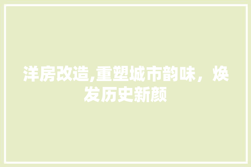 洋房改造,重塑城市韵味，焕发历史新颜